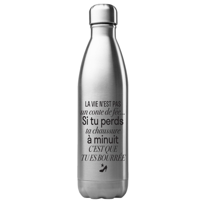 Bouteille gourde isotherme acier inox 500 ml imprimé citation Etre Tonton c'est comme être dieu mais en mieux