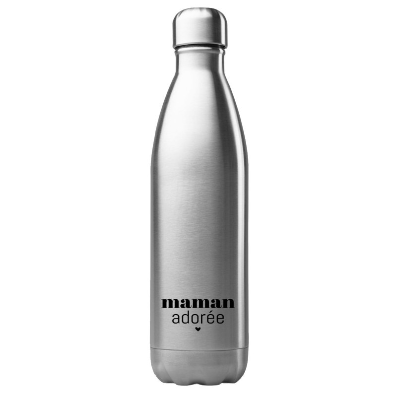 Bouteille gourde isotherme acier inox 500 ml imprimé citation Maman adorée