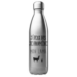 Bouteille gourde isotherme acier inox 500 ml imprimé citation J'peux pas je promène mon lama