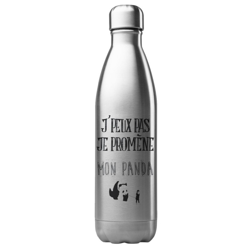 Bouteille gourde isotherme acier inox 500 ml imprimé citation J'peux pas je promène mon panda