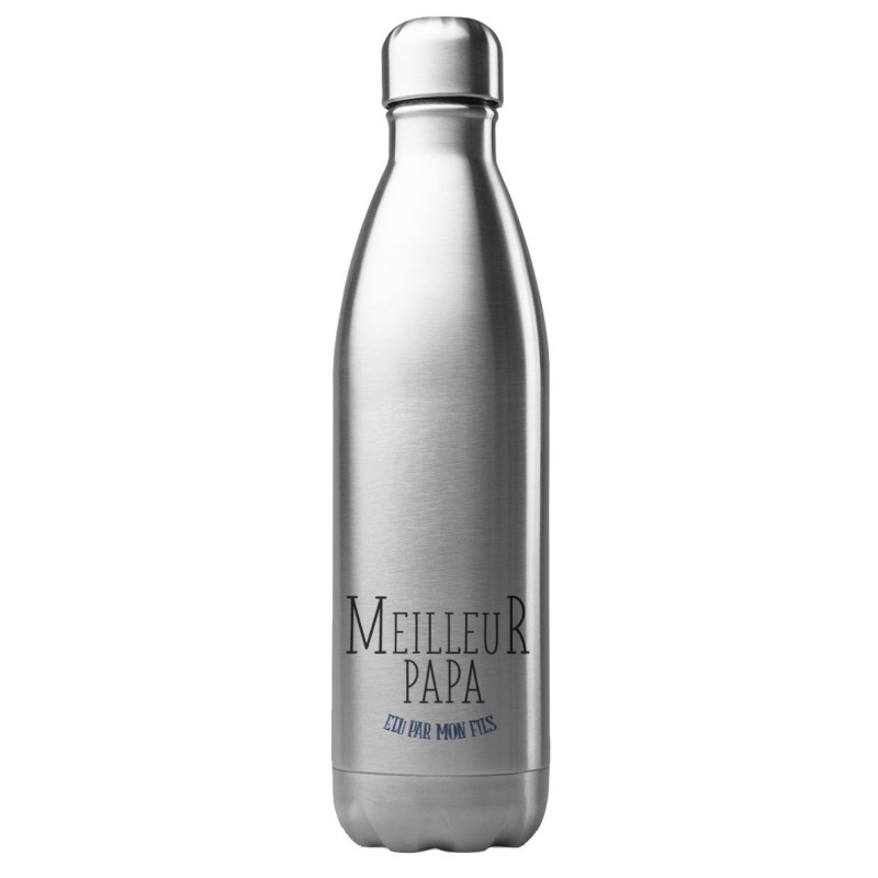Bouteille gourde isotherme acier inox 500 ml imprimé citation Meilleur papa élu par mon fils