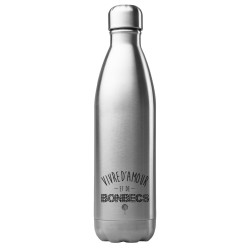 Bouteille gourde isotherme acier inox 500 ml imprimé citation Vivre d'amour et de bonbecs
