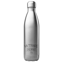 Bouteille gourde isotherme acier inox 500 ml imprimé citation Va t'faire encorner