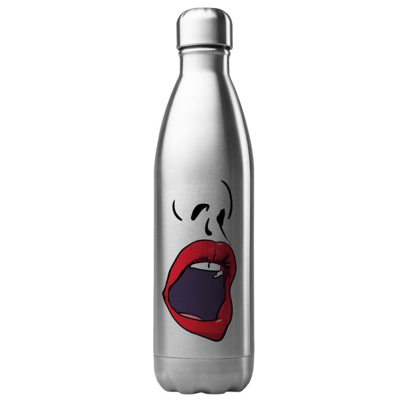 Bouteille gourde isotherme acier inox 500 ml imprimé illustration bouche rouge