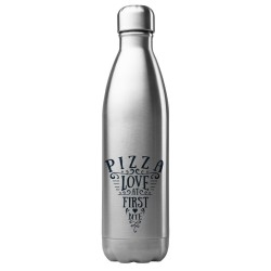 Bouteille gourde isotherme acier inox 500 ml imprimé illustration Pizza love first
