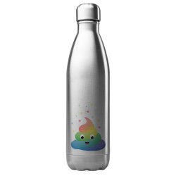 Bouteille gourde isotherme acier inox 500 ml imprimé illustration caca arc en ciel