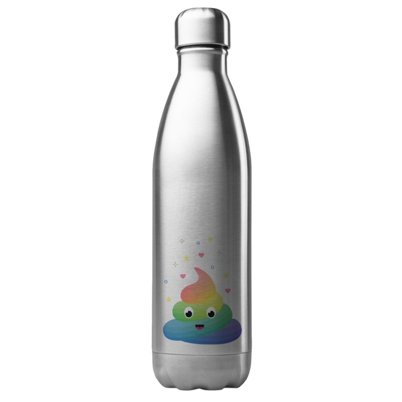 Bouteille gourde isotherme acier inox 500 ml imprimé illustration caca arc en ciel