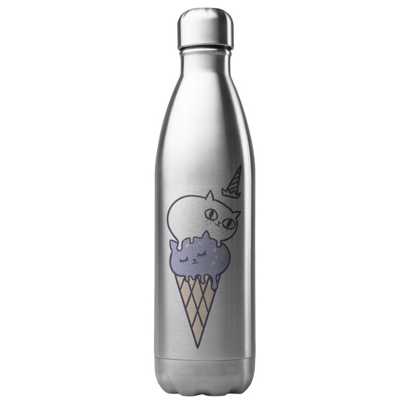 Bouteille gourde isotherme acier inox 500 ml imprimé illustration chat