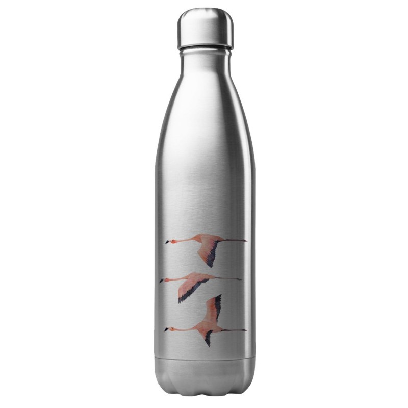 Bouteille gourde isotherme acier inox 500 ml imprimé illustration Flamant rose