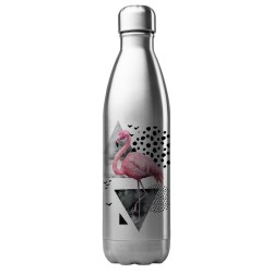 Bouteille gourde isotherme acier inox 500 ml imprimé illustration Flamant rose