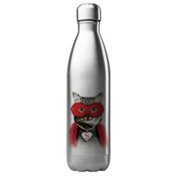 Bouteille gourde isotherme acier inox 500 ml imprimé illustration Chat super héros