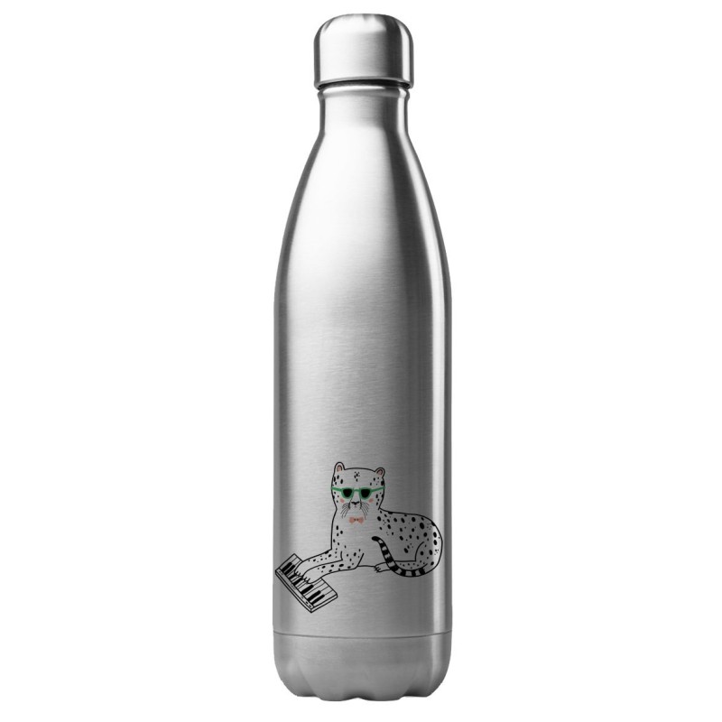 Bouteille gourde isotherme acier inox 500 ml imprimé illustration chat piano