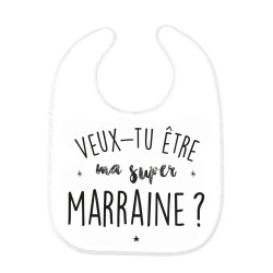 Bavoir bébé imprimé citation naissance Veux tu être ma super marraine ?