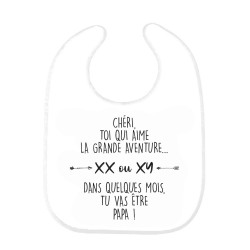 Bavoir bébé imprimé citation naissance Dans quelques moi tu vas être papa