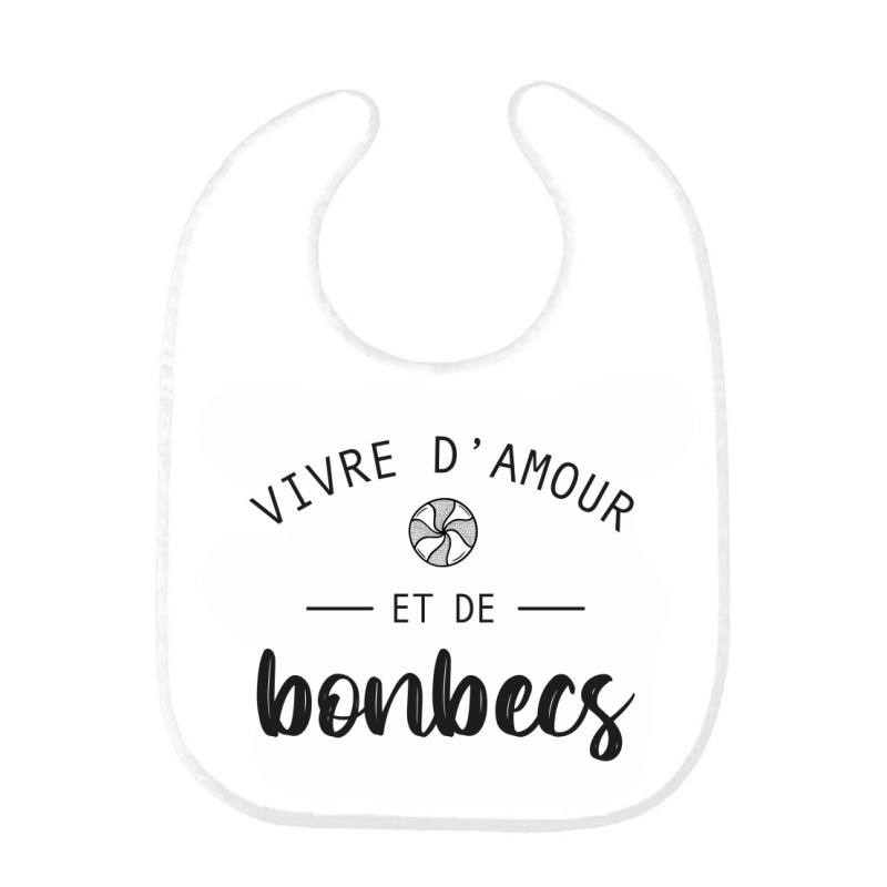 Bavoir bébé imprimé citation naissance Vivre d'amour et de bonbecs