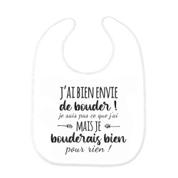 Bavoir bébé imprimé citation naissance Je bouderais bien pour rien