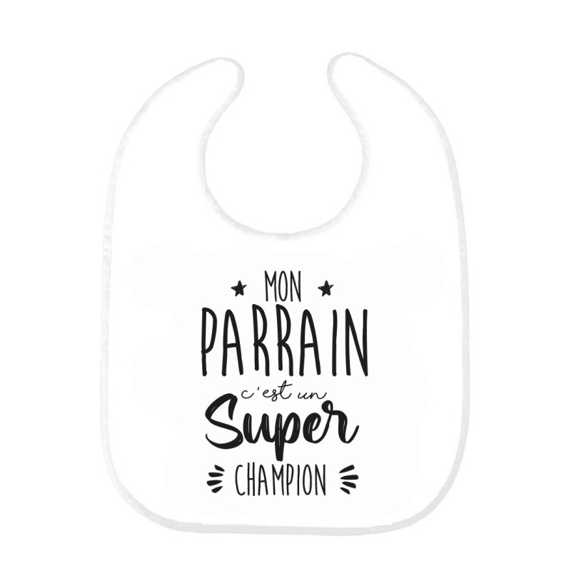 Bavoir bébé imprimé citation naissance Mon Parrain c'est un super champion