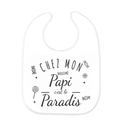 Bavoir bébé imprimé citation naissance Chez mon papi c'est le paradis
