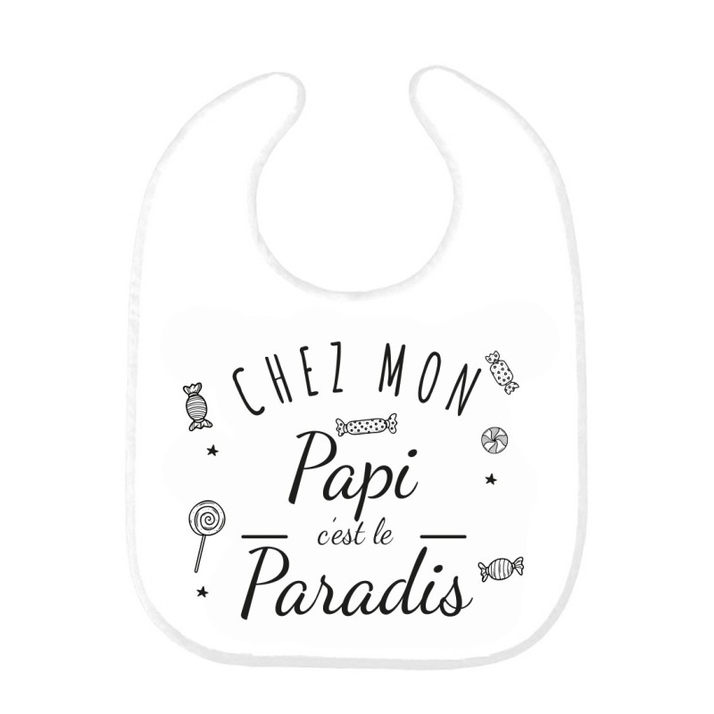 Bavoir bébé imprimé citation naissance Chez mon papi c'est le paradis