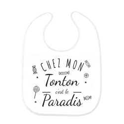 Bavoir bébé imprimé citation naissance Chez mon Tonton c'est le paradis