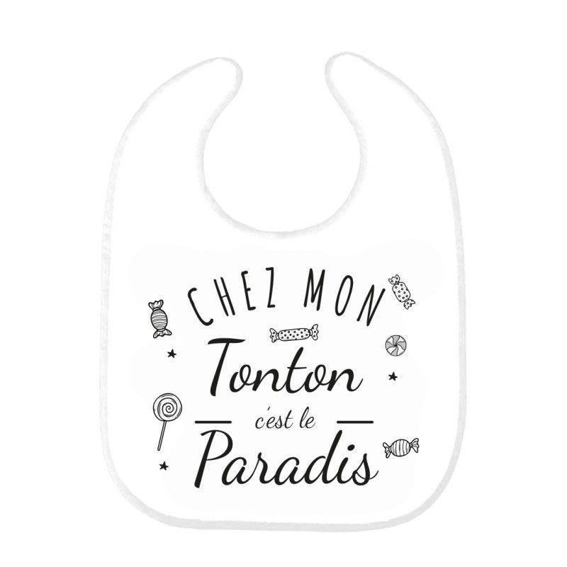 Bavoir bébé imprimé citation naissance Chez mon Tonton c'est le paradis