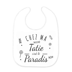 Bavoir bébé imprimé citation naissance Chez ma tatie c'est le paradis