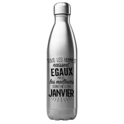 Bouteille gourde isotherme acier inox 500 ml imprimé citation anniversaire Les meilleurs sont nés en janvier