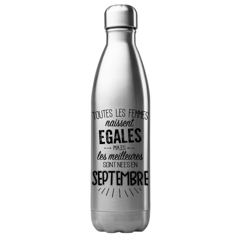 Bouteille gourde isotherme acier inox 500 ml imprimé citation anniversaire Les meilleurs sont nés en septembre