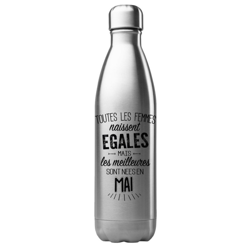 Bouteille gourde isotherme acier inox 500 ml imprimé citation anniversaire Les meilleurs sont nés en mai