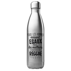Bouteille gourde isotherme acier inox 500 ml imprimé citation Les meilleurs écoutent du reggae