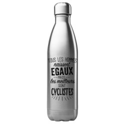 Bouteille gourde isotherme acier inox 500 ml imprimé citation Les meilleurs sont cyclistes