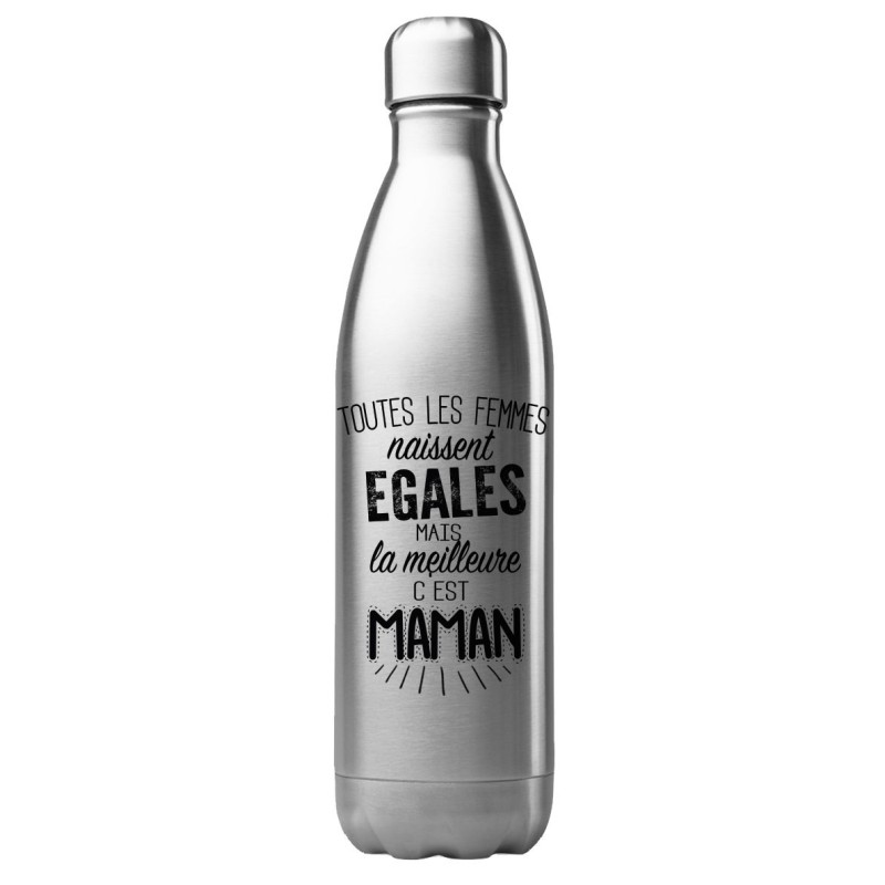 Bouteille gourde isotherme acier inox 500 ml imprimé citation Les meilleures deviennent maman