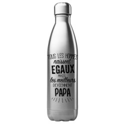 Bouteille gourde isotherme acier inox 500 ml imprimé citation Les meilleures deviennent papa