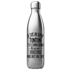 Bouteille gourde isotherme acier inox 500 ml imprimé citation Je suis un super tonton avec une cape