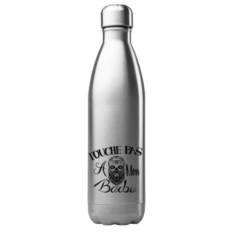 Bouteille gourde isotherme acier inox 500 ml imprimé citation Touche pas a mon barbu