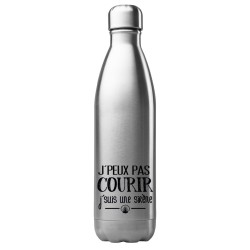 Bouteille gourde isotherme acier inox 500 ml imprimé citation J'peux pas courir j'suis une sirène
