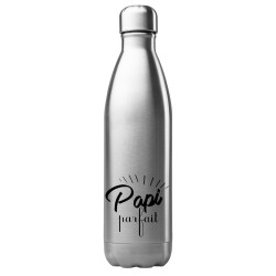 Bouteille gourde isotherme acier inox 500 ml imprimé citation fête des grands pères Papi parfait
