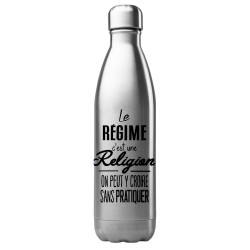 Bouteille gourde isotherme acier inox 500 ml imprimé citation humour La vie sans les potes c'est comme