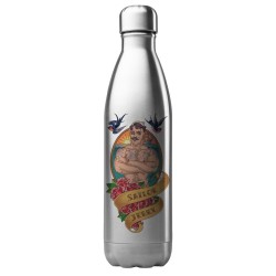 Bouteille gourde isotherme acier inox 500 ml imprimé illustration marin tatouage
