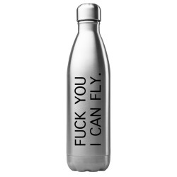 Bouteille gourde isotherme acier inox 500 ml imprimé citation humour Fuck you i can fly
