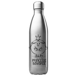 Bouteille gourde isotherme acier inox 500 ml imprimé citation humour Princesse bavarde