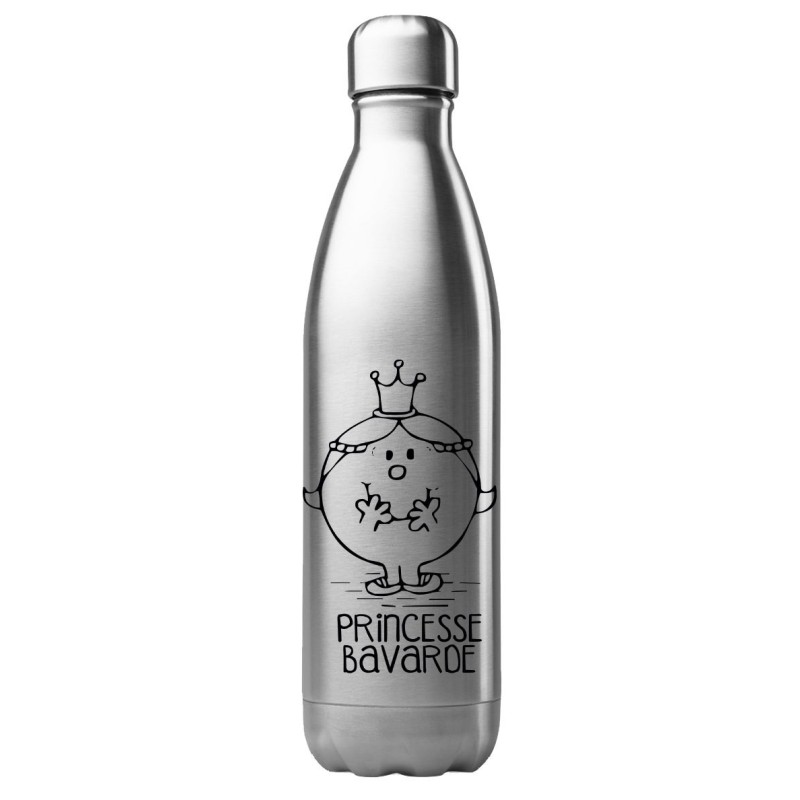 Bouteille gourde isotherme acier inox 500 ml imprimé citation humour Princesse bavarde