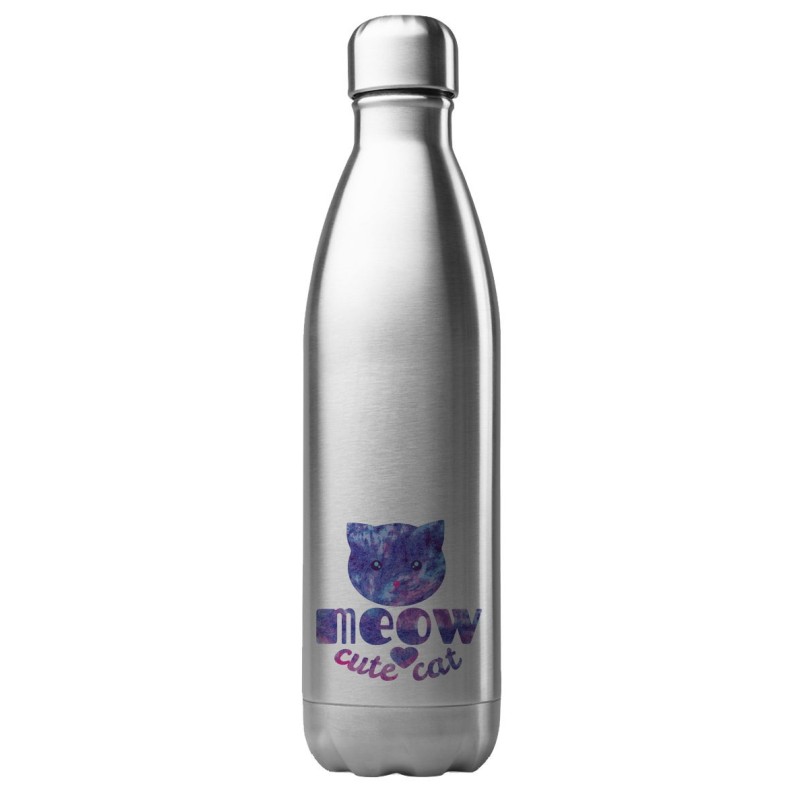 Bouteille gourde isotherme acier inox 500 ml imprimé illustration chat