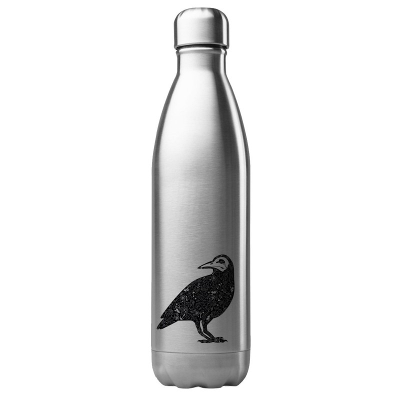 Bouteille gourde isotherme acier inox 500 ml imprimé illustration corbeau
