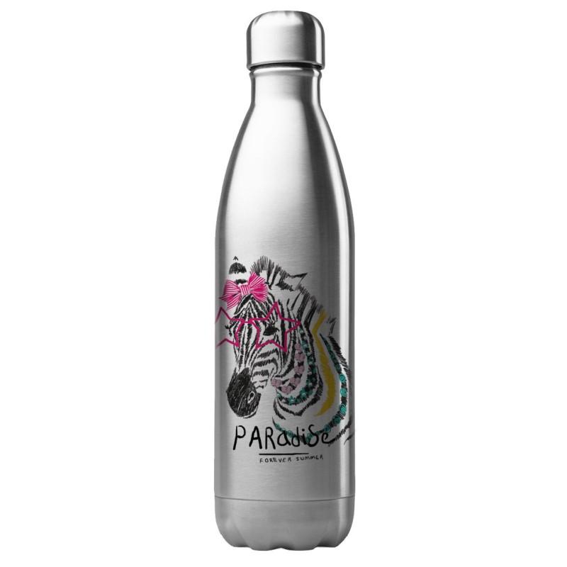 Bouteille gourde isotherme acier inox 500 ml imprimé illustration Zèbre
