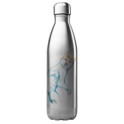Bouteille gourde isotherme acier inox 500 ml imprimé illustration chat