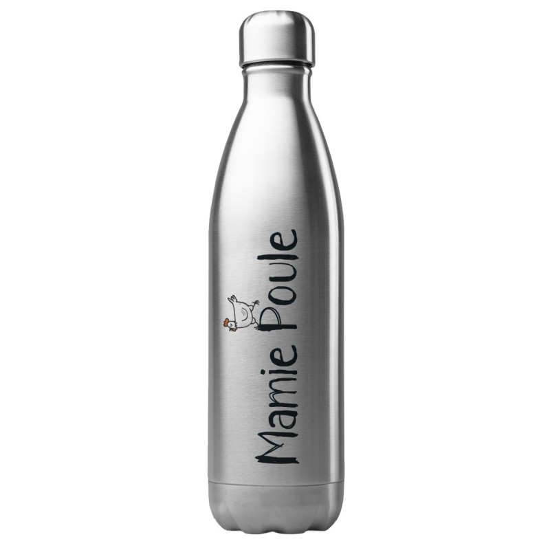Bouteille gourde isotherme acier inox 500 ml imprimé citation mamie poule