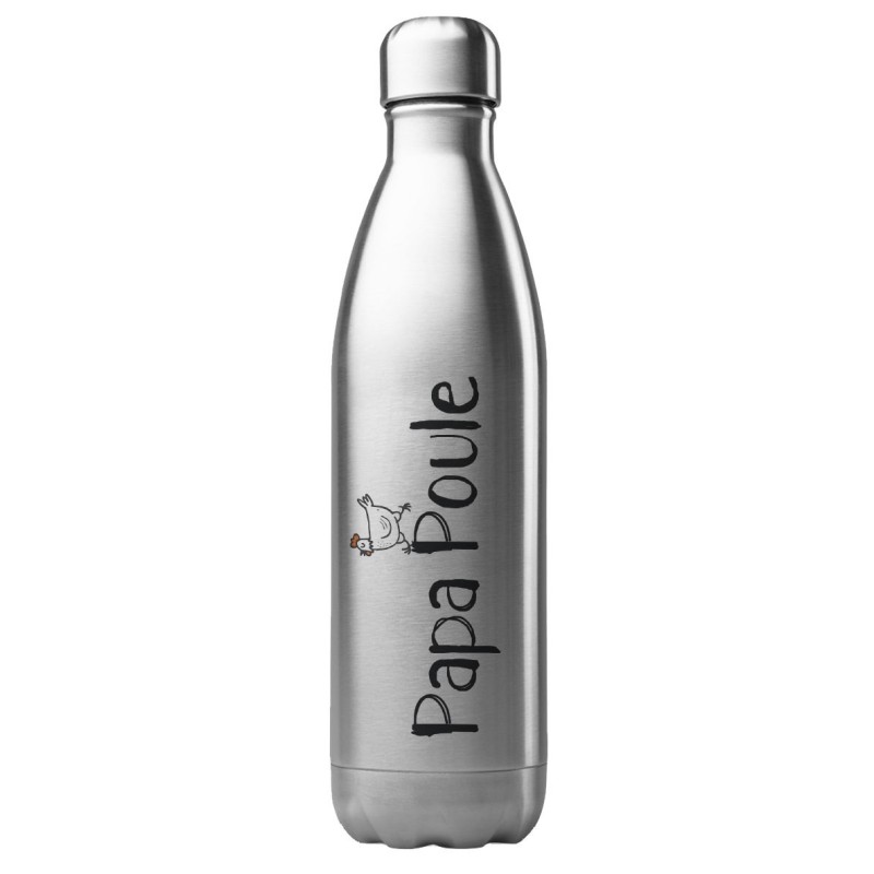 Bouteille gourde isotherme acier inox 500 ml imprimé citation papa poule