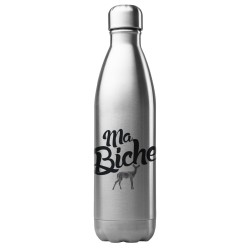 Bouteille gourde isotherme acier inox 500 ml imprimé citation Ma biche