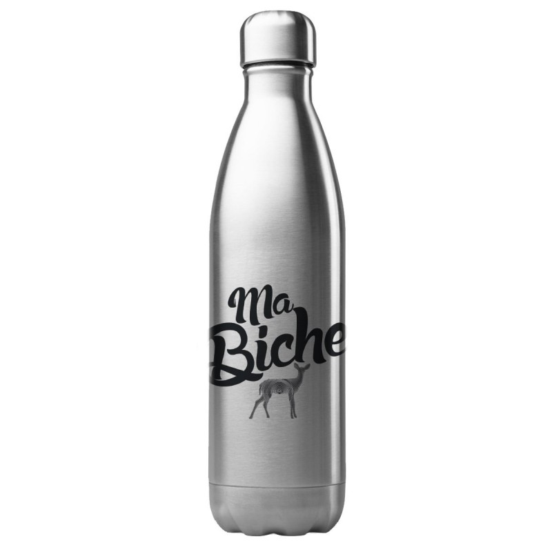 Bouteille gourde isotherme acier inox 500 ml imprimé citation Ma biche